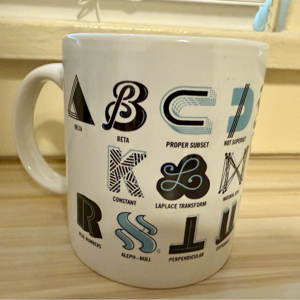 Enjoy Sum Pi with this Mathematical Alphabet Mug From Cognitive Surplus 20oz